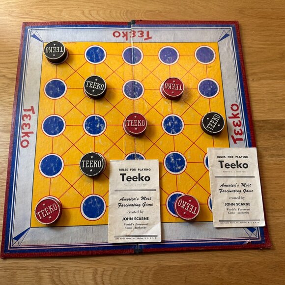 Vintage John Scarne Teeko Strategy Board Game & Token Markers, Copyright 1952 - Picture 13 of 16
